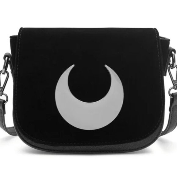 Killstar Handbags - Killstar Black Crescent Moon Shoulder Bag